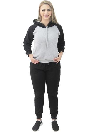 Imagem de Conjunto Moletom Feminino Canguru Raglan