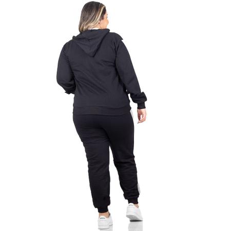 Imagem de Conjunto Moletom Feminino Plus Size Jaqueta Calça Flanelado