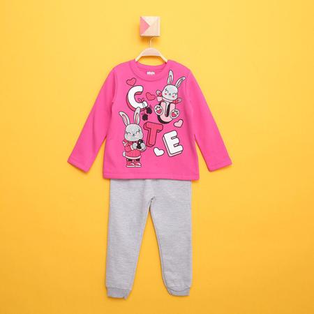 Conjunto Moletom Infantil Menina Cute Rosa