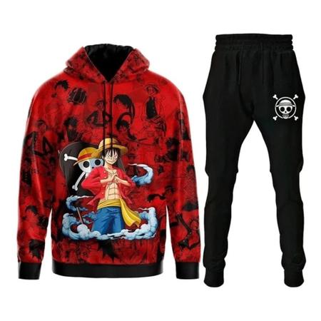 Conjunto Moletom Infantil e Adulto Monkey D. Luffy One Piece