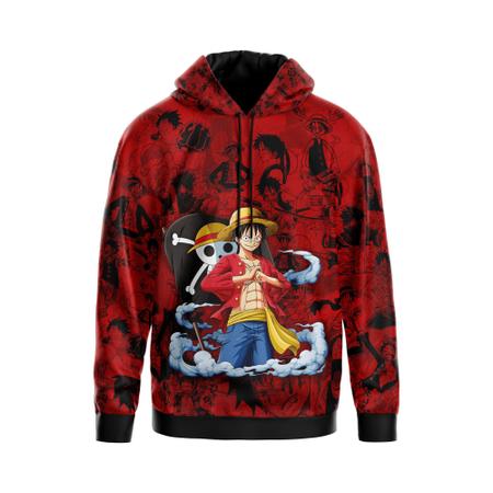 Conjunto Moletom Adulto e Infantil Flanelada Monkey D. Luffy One