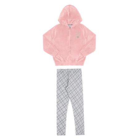 Conjunto Infantil Menina Xadrez com Textura Rosa - Alakazoo