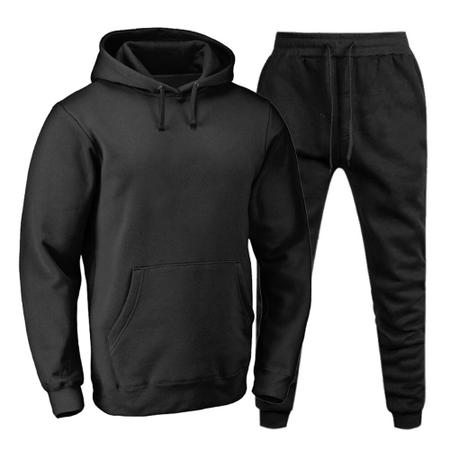 Conjunto Moletom Preto Infantil Juvenil Liso B sico Flanelado do