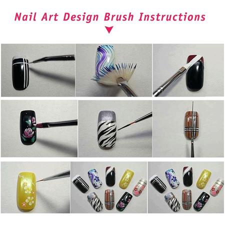 Imagem de  Conjunto Nail Art Pintura Caneta Pontilhando Pincel Fita Multicolor Str