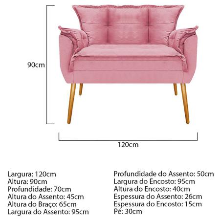 Imagem de Conjunto Namoradeira, 02 Poltronas e 02 Puff Opala Palito Mel Suede Rosa Bebê