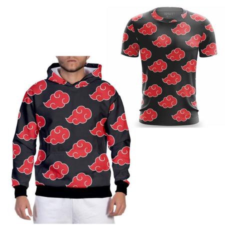 Camiseta Anime Naruto Akatsuki Nuvem Vermelha Blusa Branca