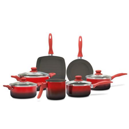 Imagem de Conjunto Panelas Alumínio 7 peças Brinox Ceramic Life Smart Vermelho 4789/103