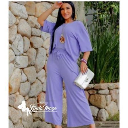 Conjunto Pantacourt cor azul marinho Atacado linda mo a