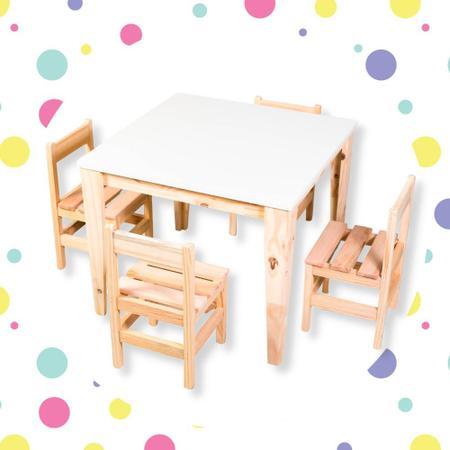 Imagem de Conjunto Par Cadeira Cadeirinha Infantil Banco Madeira Reforçado Criança Unissex Menino Menina - Kit Com 2 Unidades