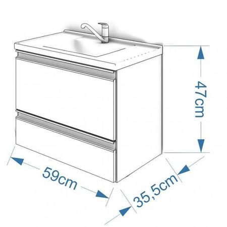 Imagem de Conjunto para Banheiro com Cuba 1 Porta Basculante e Espelho com Prateleira Espresso Móveis Branco/Amêndoa