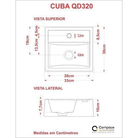 Imagem de Conjunto para Banheiro Gabinete com Cuba Q32 e Espelheira 601W Metrópole Compace