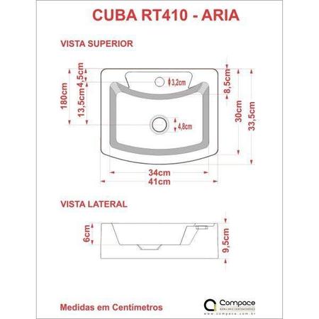 Imagem de Conjunto para Banheiro Gabinete com Cuba Rt41 e Espelheira Legno 650W Compace