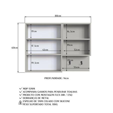 Imagem de Conjunto para Banheiro Gabinete Suspenso 80cm com Toalheiro Cuba e Espelheira Cj8020.10 Mel/Arenas