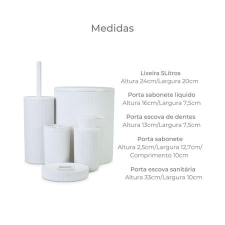Conjunto Para Banheiro Lavabo Luxo 5Pçs Mood Branco Nobre Imagem de Conjunto Para Banheiro Lavabo Luxo 5Pçs Mood Branco Nobre