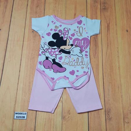 Imagem de Conjunto Para Bebê Body Bory + Calça Estampa da Minnie Branco Com Rosa REF S202B