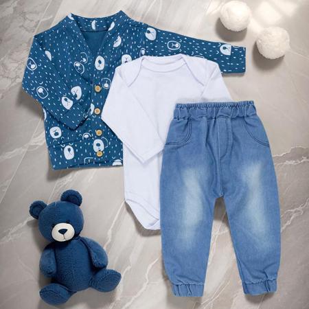 Imagem de Conjunto para Bebê com Casaquinho, Body e Calça até 12 Meses