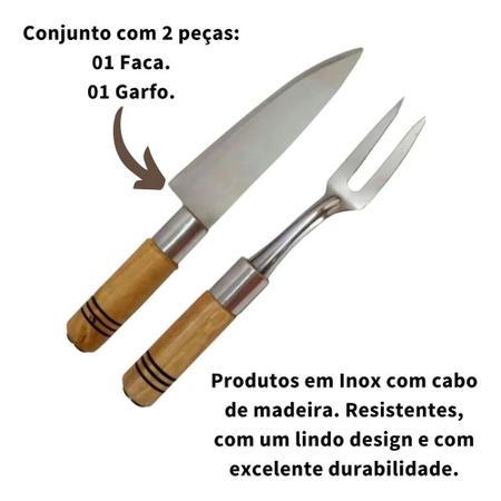 CONJUNTO PARA CHURRASCO GARFO E FACA COM CABO DE MADEIRA - CONJUNTO PARA CHURRASCO  GARFO E FACA COM CABO DE MADEIRA - TODOS