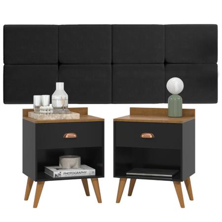 Conjunto Para Quarto Cabeceira Rubi 1.40 Cama Casal com 2 Mesas de Cabeceira Pérola New - GAIO MARCAS E PATENTES Imagem de Conjunto Para Quarto Cabeceira Rubi 1.40 Cama Casal com 2 Mesas de Cabeceira Pérola New