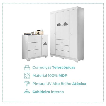 Jogo de Quarto Infantil Completo Nuvem com Guarda Roupa 4 Portas, Cômoda 1  Porta e Berço 2 em 1 Branco - Phoenix Baby - Quarto Completo - Magazine  Luiza