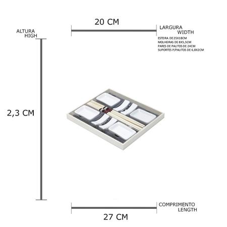 Imagem de Conjunto Para Sushi Lyor Cerâmica 13 Peças Amadeirado/Branco