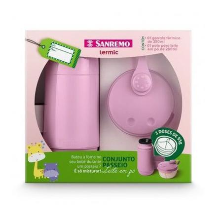 Imagem de Conjunto Passeio com Garrafa Térmica 250mL e Pote para Leite em Pó 280mL Sanremo SR1001-62 Rosa