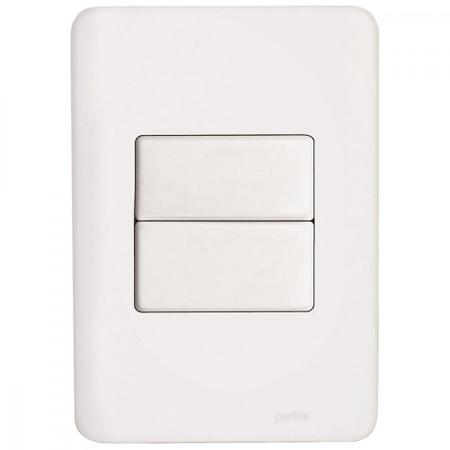 Imagem de Conjunto Perlex Aros 4X2 Branco Com Placa(1Simples+1Paralelo)  7381/1P