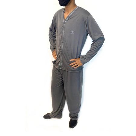Imagem de Conjunto Pijama De Inverno Básico Masculino Com Botões Blusa Manga Comprida E Calça De Frio