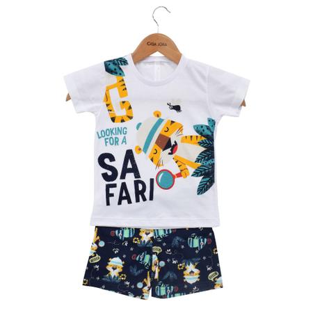 Imagem de Conjunto Pijama Masculino - Brilha No Escuro - Safari Azul Escuro e Branco