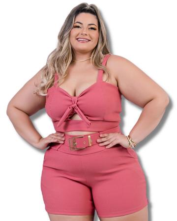 Conjunto Plus Size Com Cinto Moda Plus Size Roupas Femininas no Shoptime