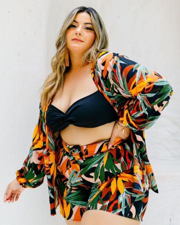 Conjunto Plus Size Short Cropped Kimono Roupas femininas GG 2013
