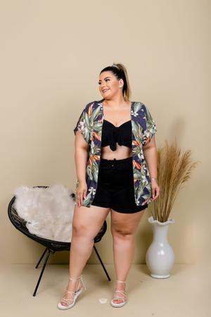 conjunto kimono e short plus size