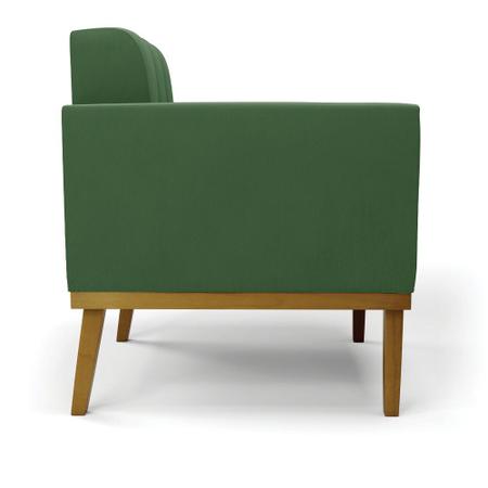 Imagem de Conjunto Poltrona e Namoradeira Decorativas Karen Pés Fixo em Madeira Castanho Suede Verde G19 - Gran Belo