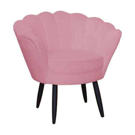 Imagem de Conjunto Poltrona Estofada Com Puff Sala de Estar Pétala Suede Rosa Barbie - DL Decor