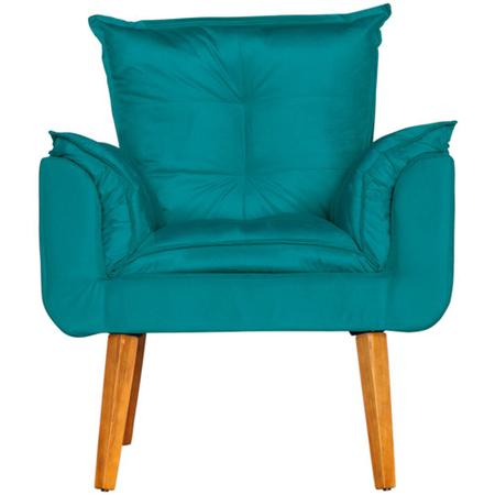 Imagem de Conjunto Poltrona Para Sala Decorativa e Puff Opala Suede Verde Água ANF Store