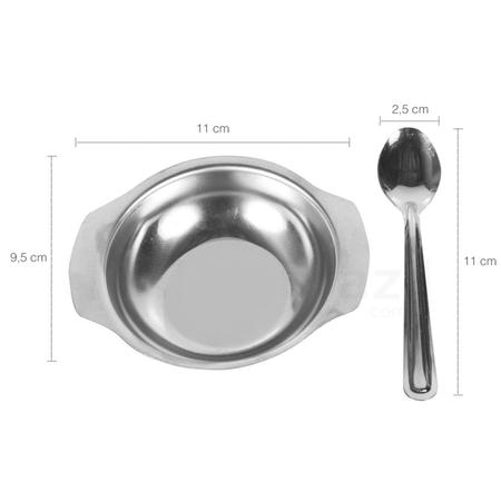 Imagem de Conjunto Potes Sobremesa Inox 12 Peças Pote Colher Cozinha