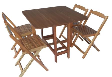 Imagem de Conjunto Prático Mesa e 4 Cadeiras Dobrável Mel/Sinamão Bar Cozinha Lazer