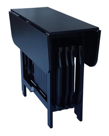 Imagem de Conjunto Prático Mesa e 4 Cadeiras Dobrável Preto, Bar-Cozinha-Lazer-Varanda ( QUADRADO OVAL )