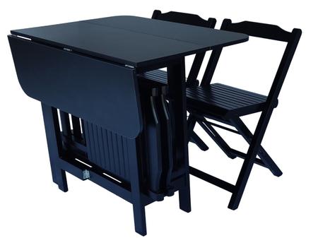 Imagem de Conjunto Prático Mesa e 4 Cadeiras Dobrável Preto, Bar-Cozinha-Lazer-Varanda ( QUADRADO OVAL )