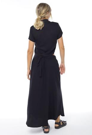 Imagem de Conjunto Preto Saia Longa e Blusa em Viscose Sob Sob