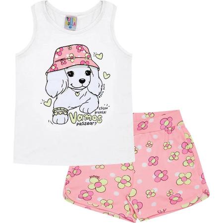 Conjunto Blusa E Short-Saia Cute Baby Rosa - Pulla Bulla