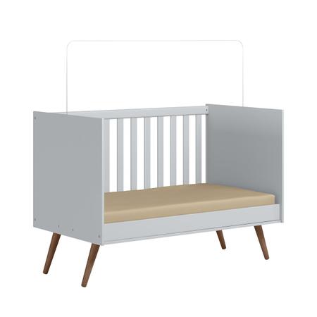 Imagem de Conjunto Quarto Bebê Q Encanto Retrô Cinza: Guarda-Roupa 3 Portas e Berço Multifuncional 2x1 Vira Mini Cama - Qmovi