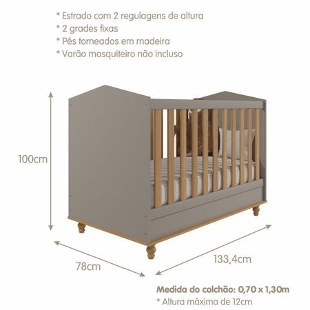 Imagem de Conjunto Quarto De Bebê Completo Berço Cômoda Estante Guarda Roupa Bala Goma Espresso Móveis