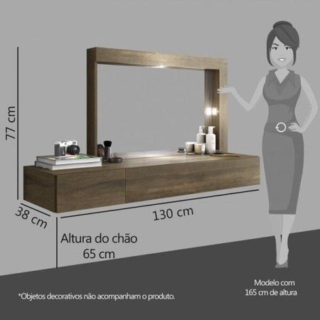 Imagem de Conjunto Quarto de Casal Guarda-Roupa 6 Portas e 2 Gavetas e Camarim com Espelho Espresso Móveis