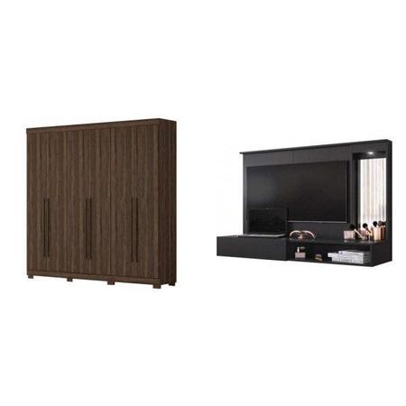 Imagem de Conjunto Quarto de Casal Guarda-Roupa de Casal 6 Portas e Painel para TVs 43" Espresso Móveis