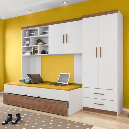 Imagem de Conjunto Quarto Modulado Unissex Bali Branco Carvalho