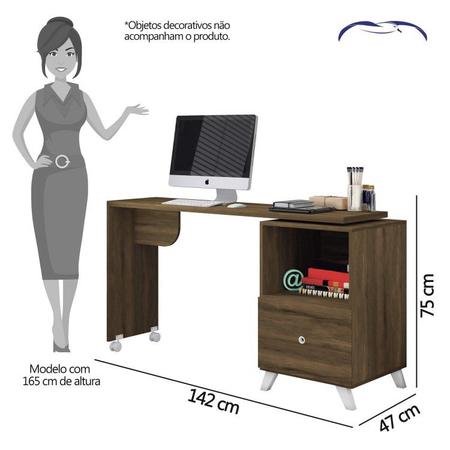 Imagem de Conjunto Quarto Solteiro Escrivaninha Carinho e Painel para TVs 43 Polegadas Single Espresso Móveis Cedro/Branco Fosco