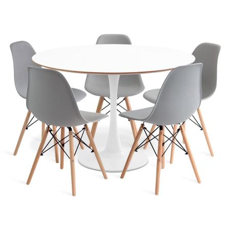 Imagem de Conjunto Saarinen Basic 110CM Branca 5 Cadeiras Eames Cinza