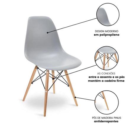 Imagem de Conjunto Saarinen Basic 110CM Branca 5 Cadeiras Eames Cinza