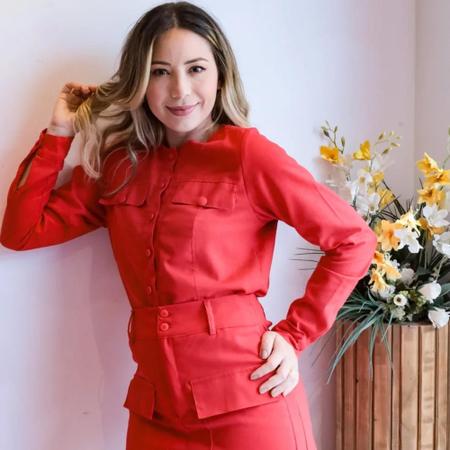 Conjunto saia e blusa de linho 2025