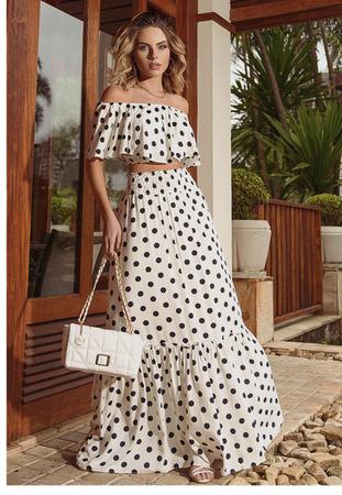 Saia branca longa com cropped sales
